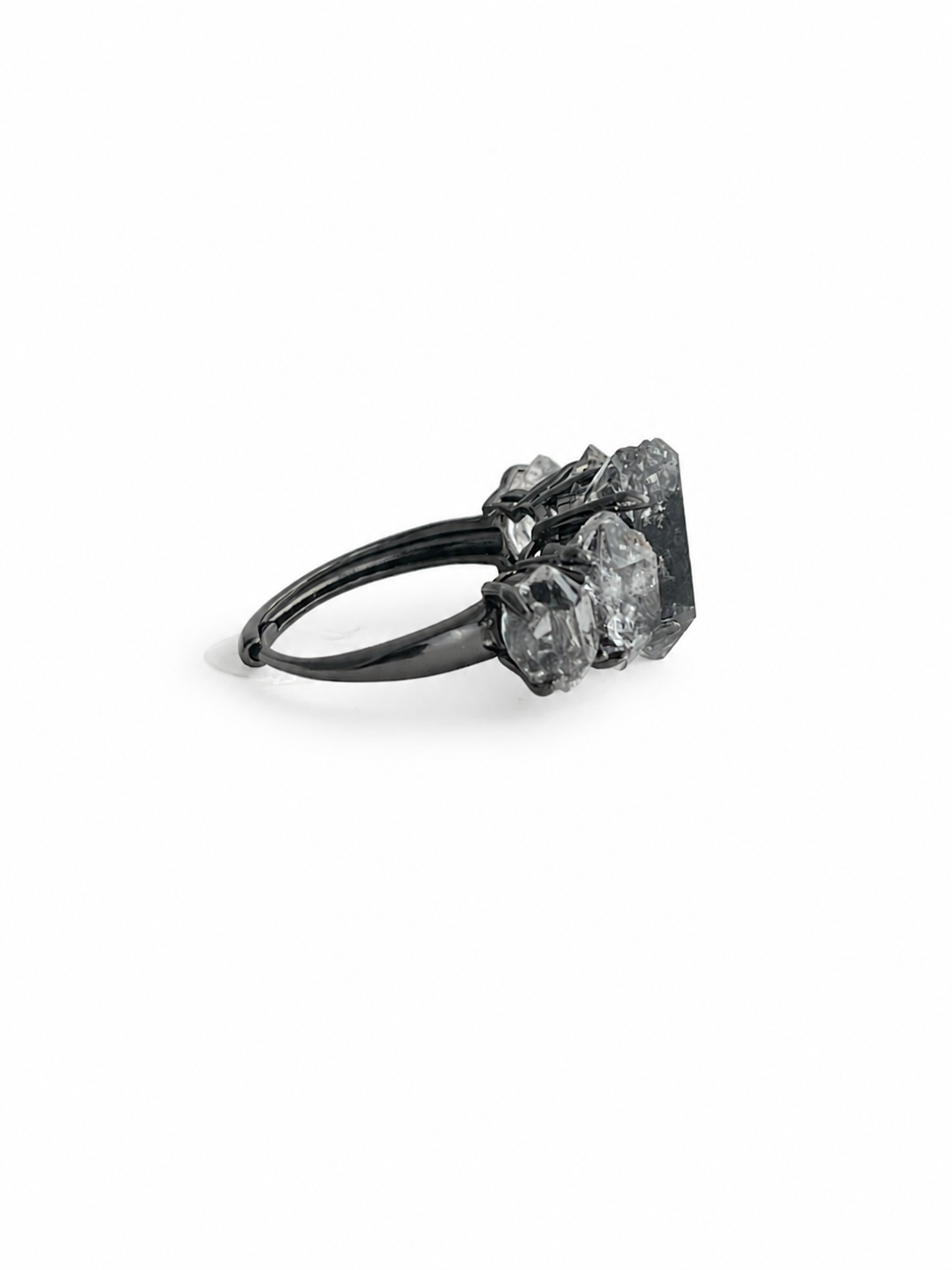 Black Inclusion Herkimer Diamond Quartz Ring