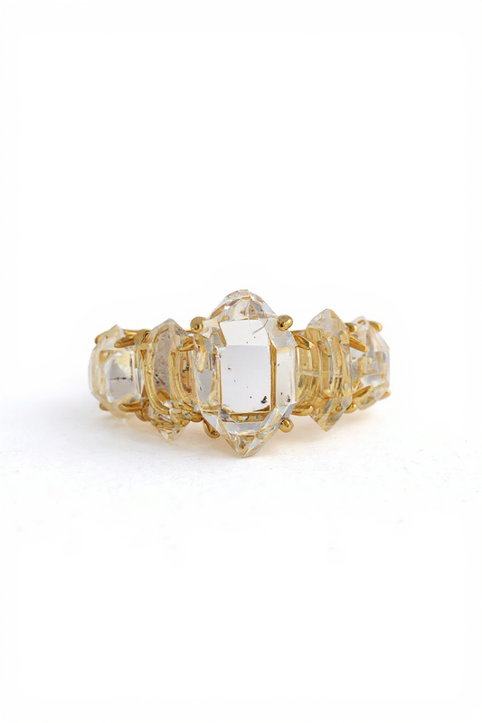 Herkimer Diamond Quartz Band Ring
