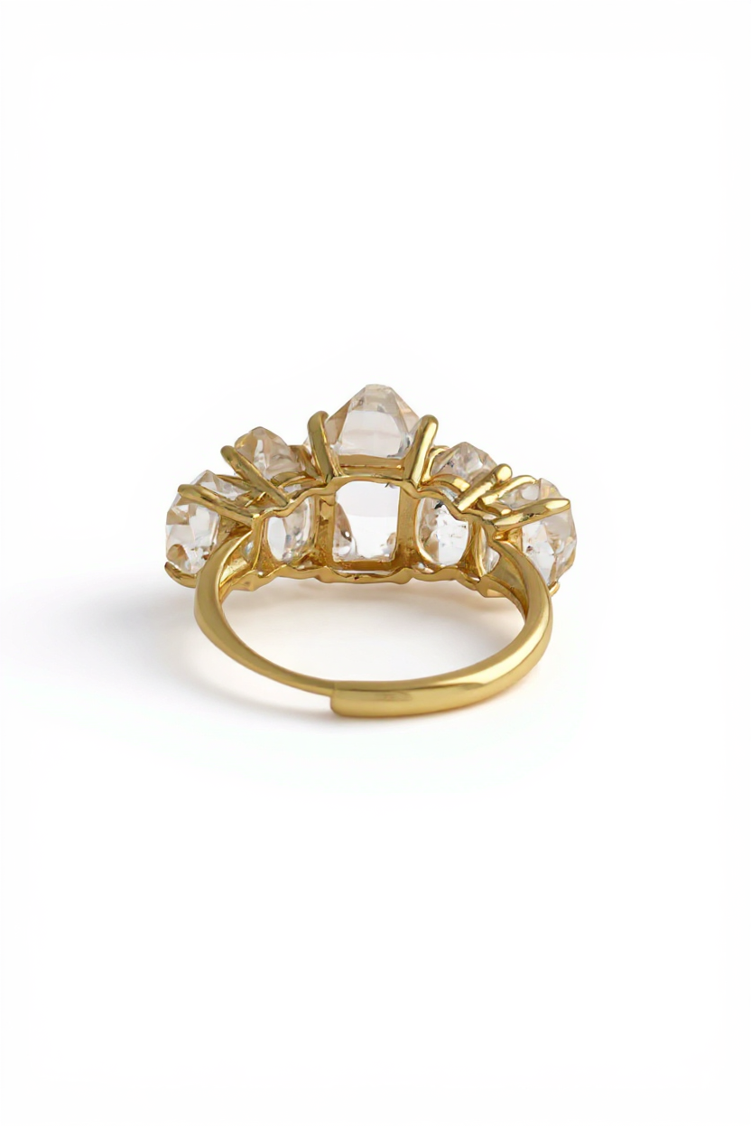 Herkimer Diamond Quartz Band Ring
