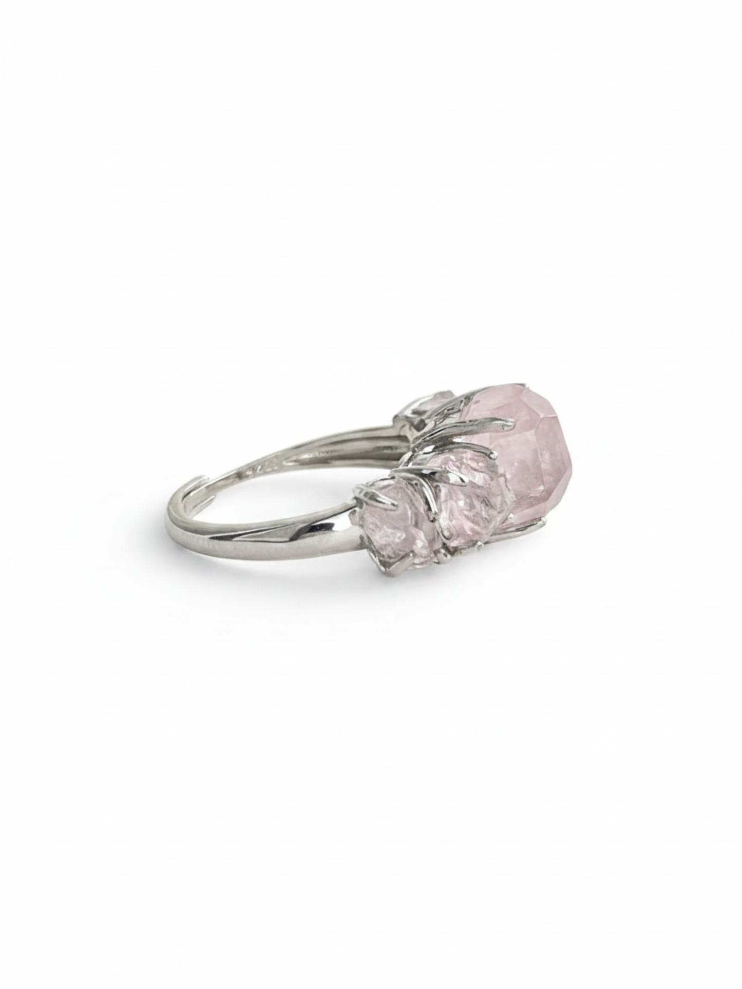 Oryssia Morganite & Rose Quartz band Ring in 925 sterling silver