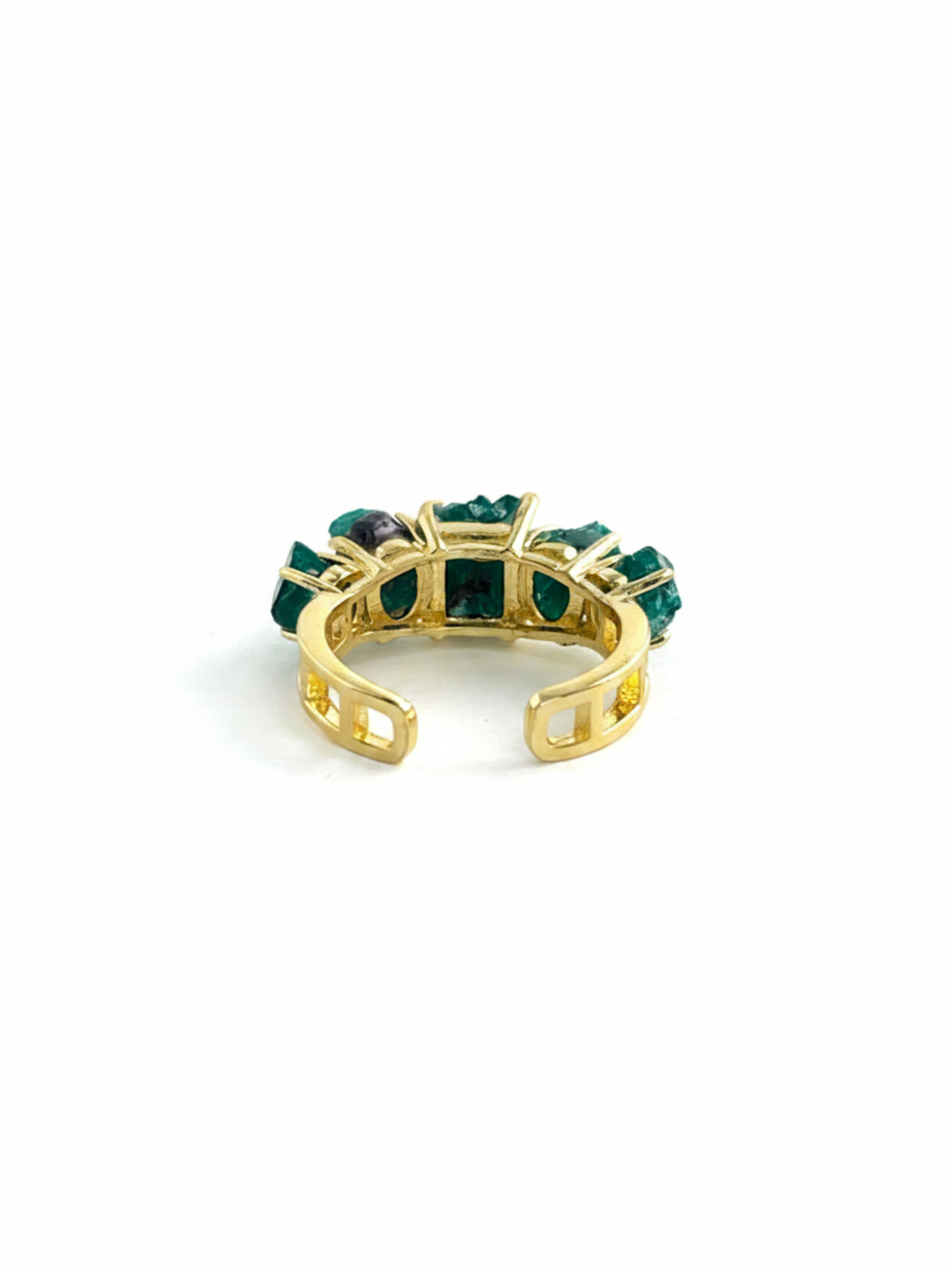 Back view of Raw Dioptase Crystal Band Ring