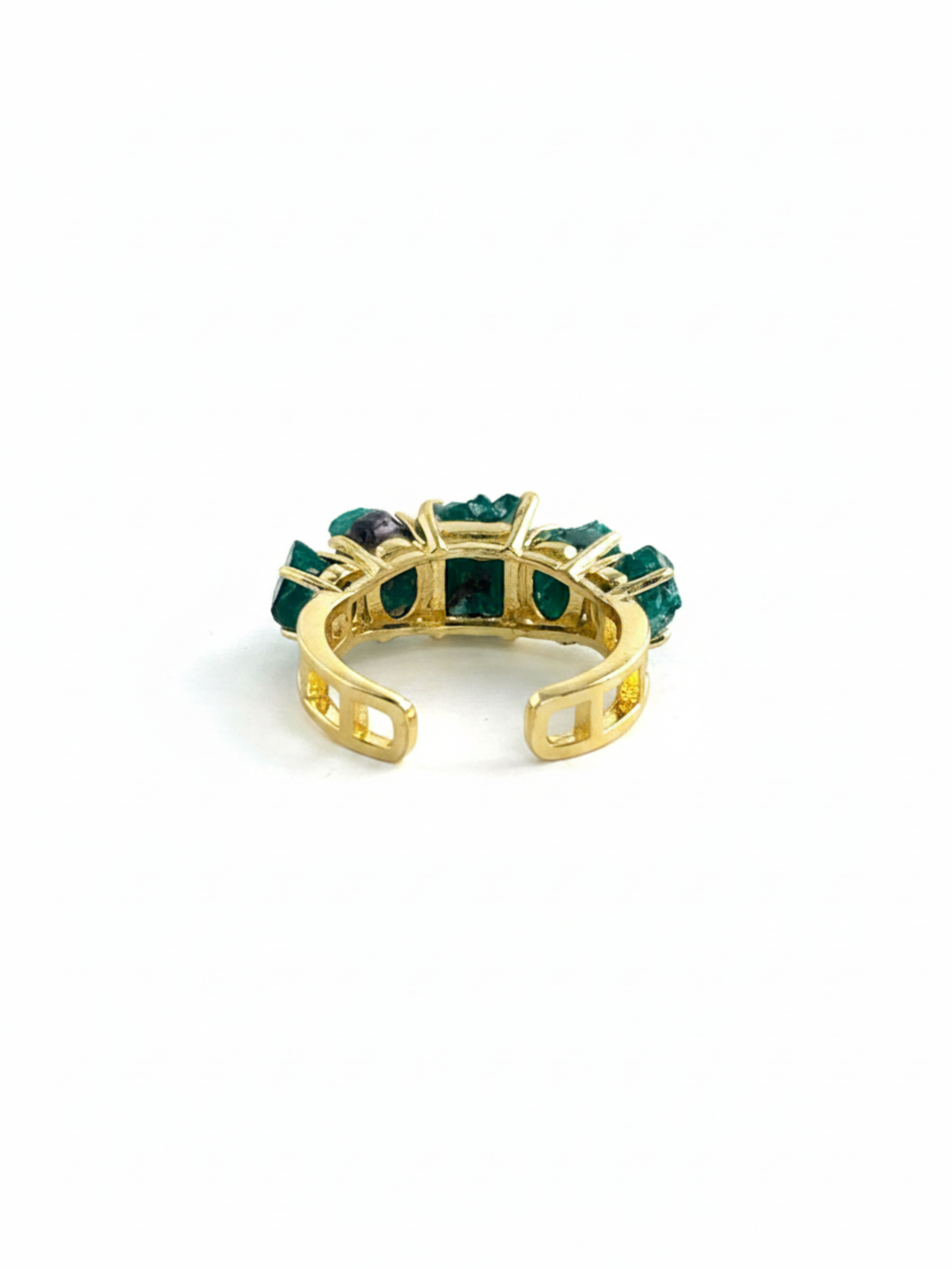 Back view of Raw Dioptase Crystal Band Ring
