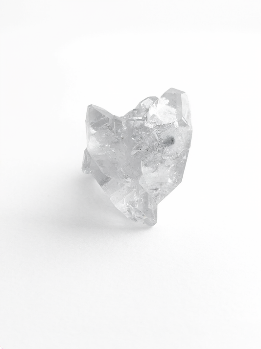Apophyllite crystal cluster ring from India, front view