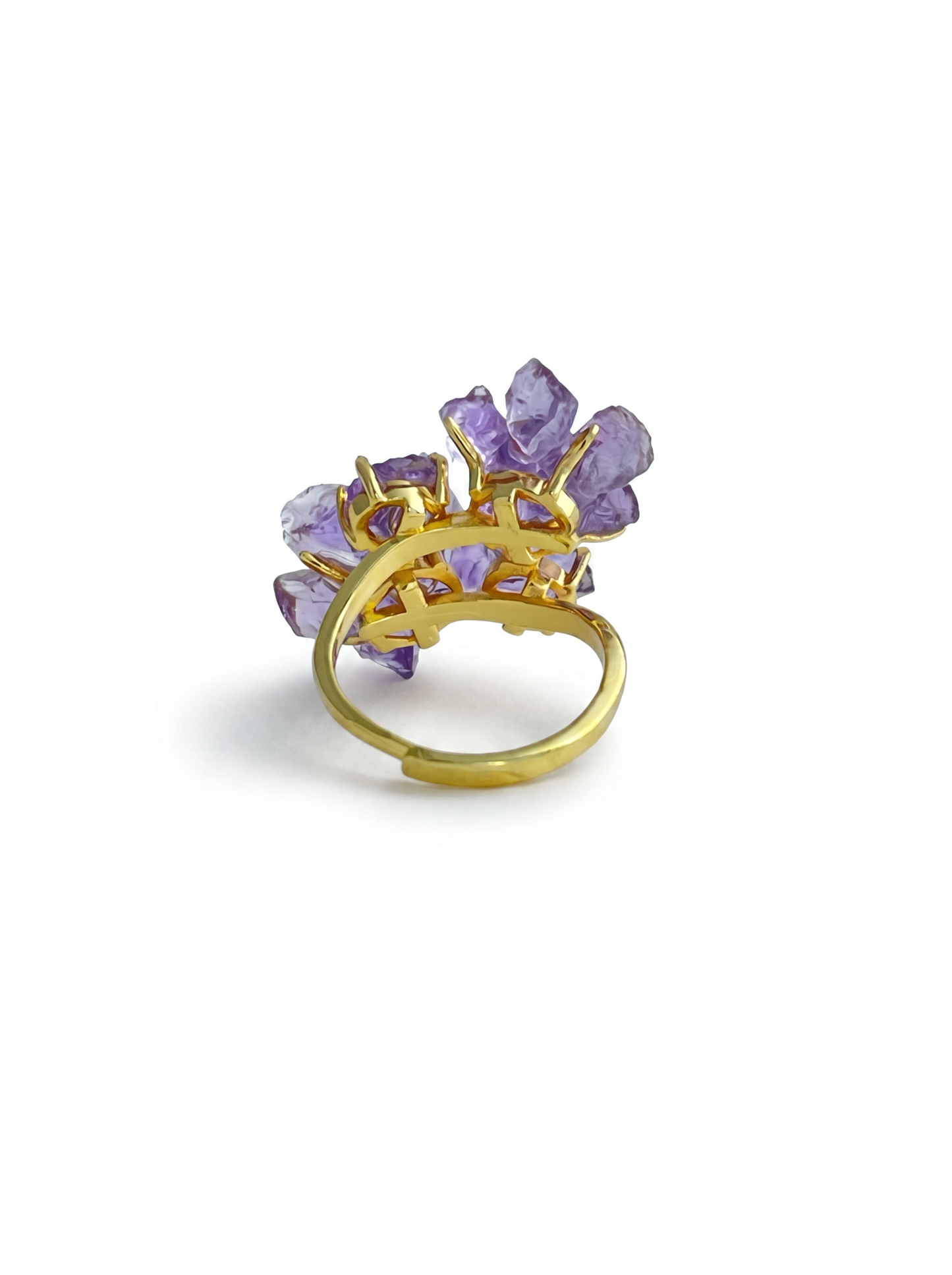 back view adjustable amethyst crystal ring