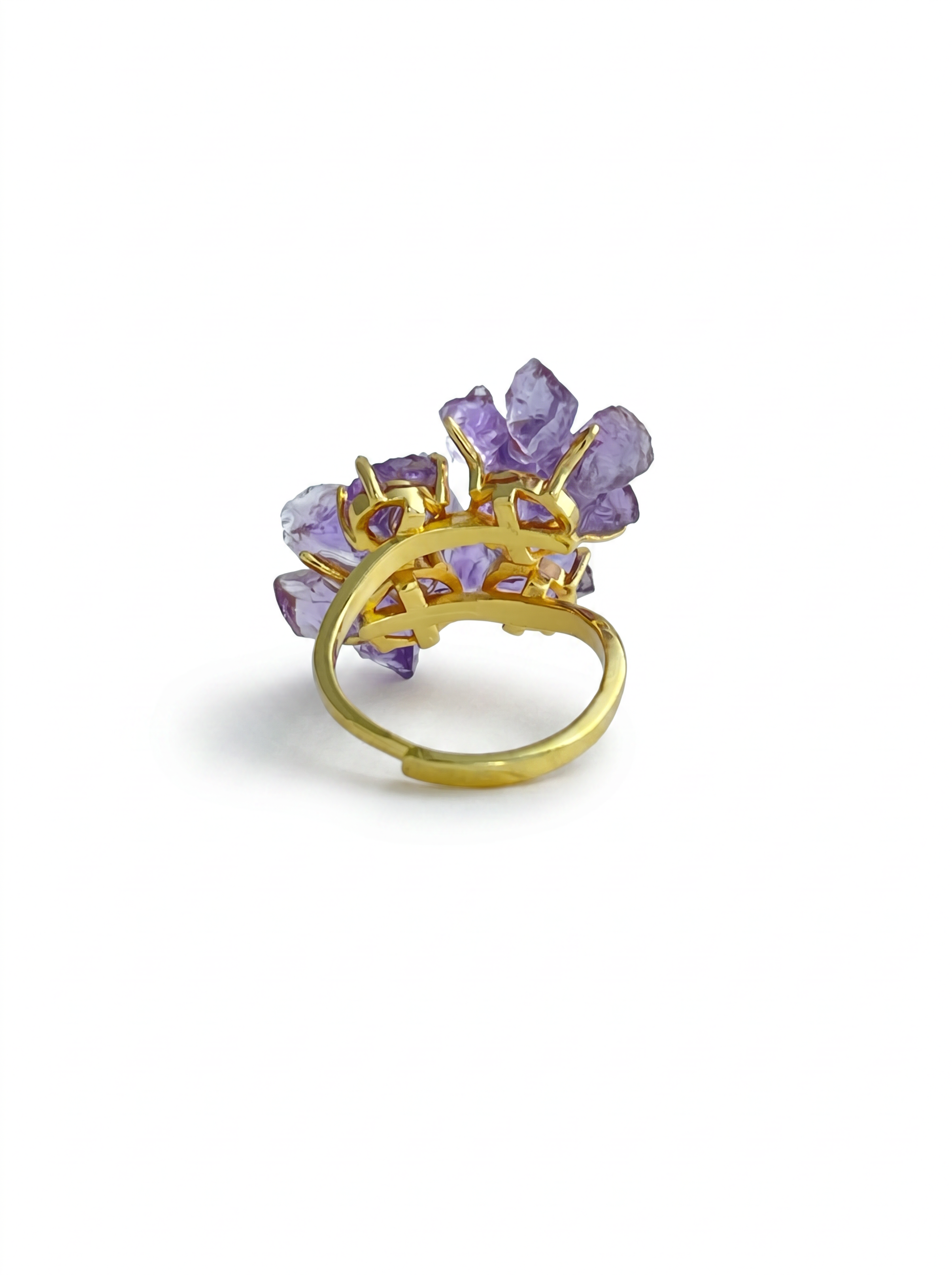 back view adjustable amethyst crystal ring
