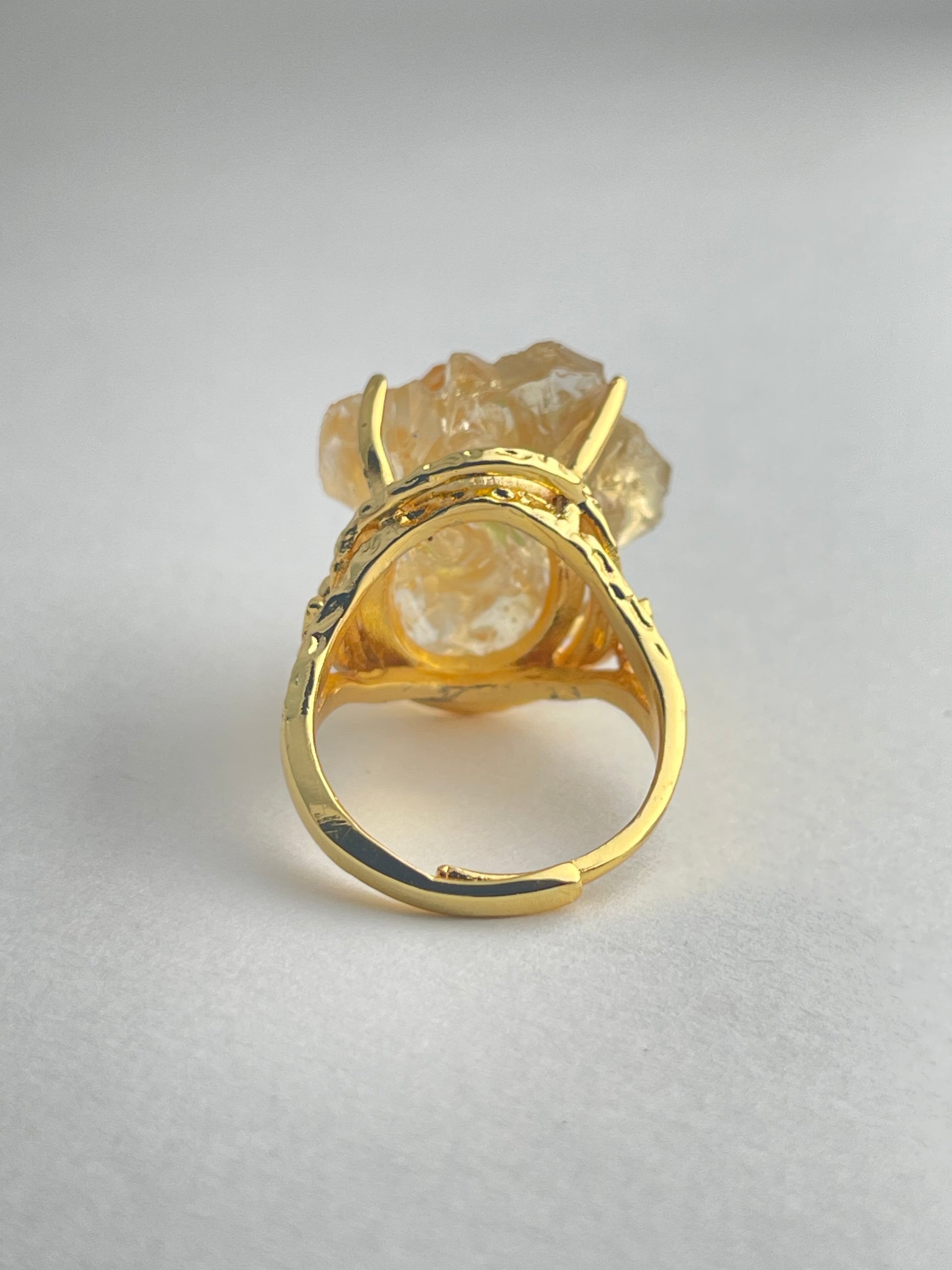 back view adjustable citrine peridot crystal ring