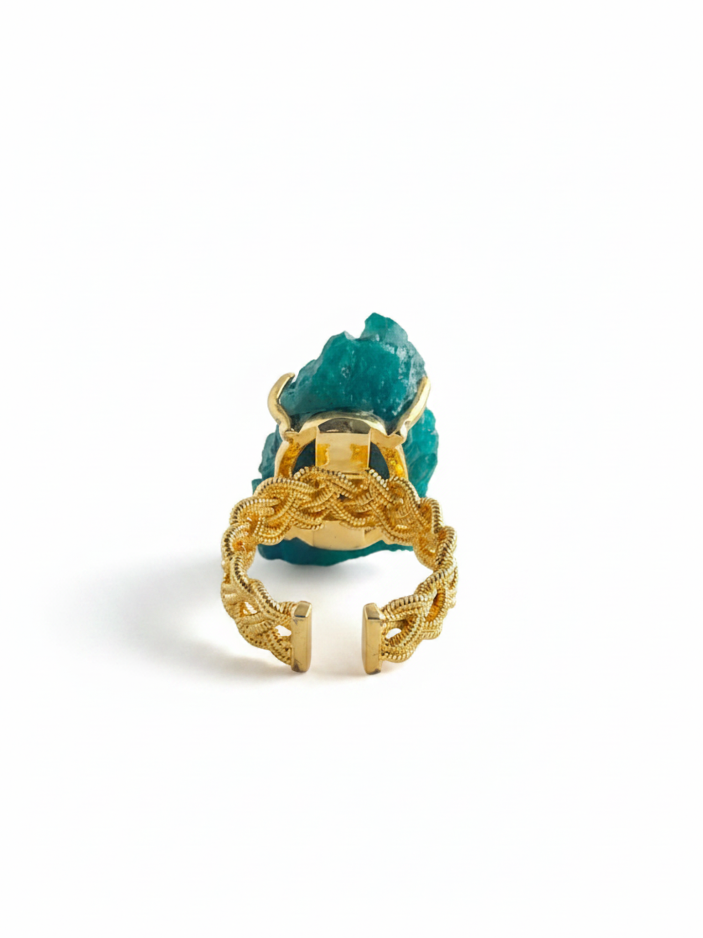 back view adjustable dioptase mineral specimen ring