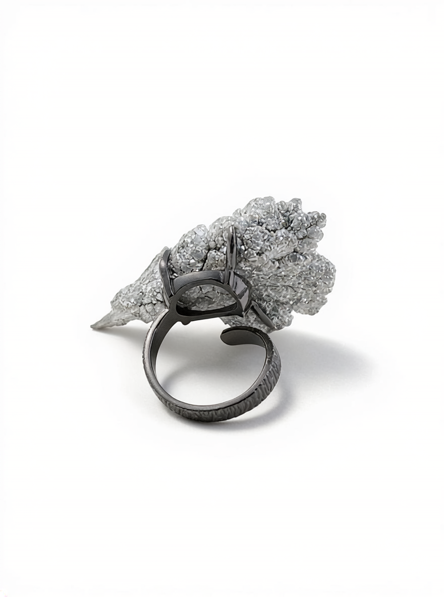 back view adjustable magnesium crystal ring