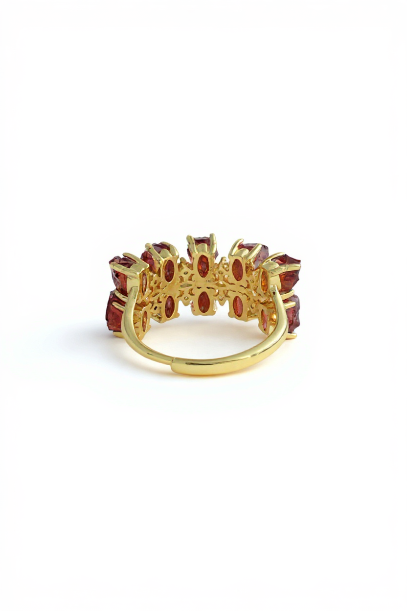 back view adjustable raw garnet ring