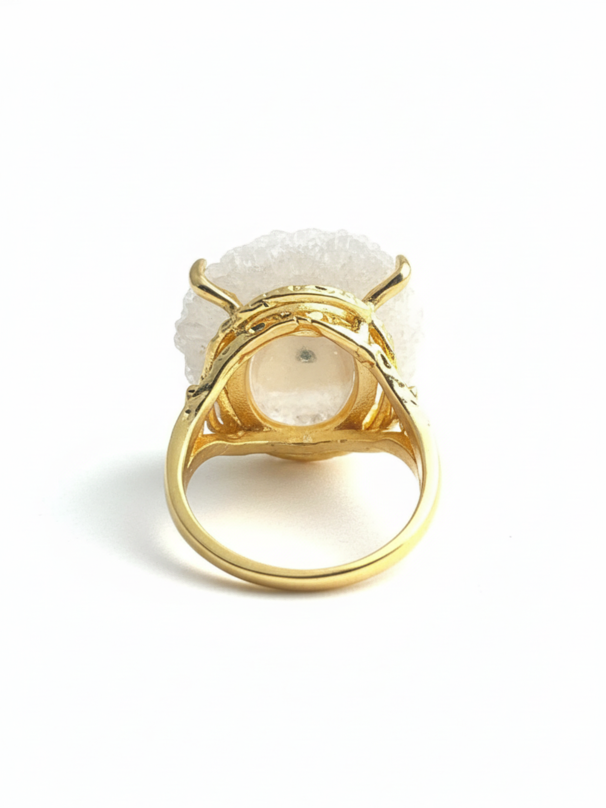 back view adjustable solar quartz slice ring