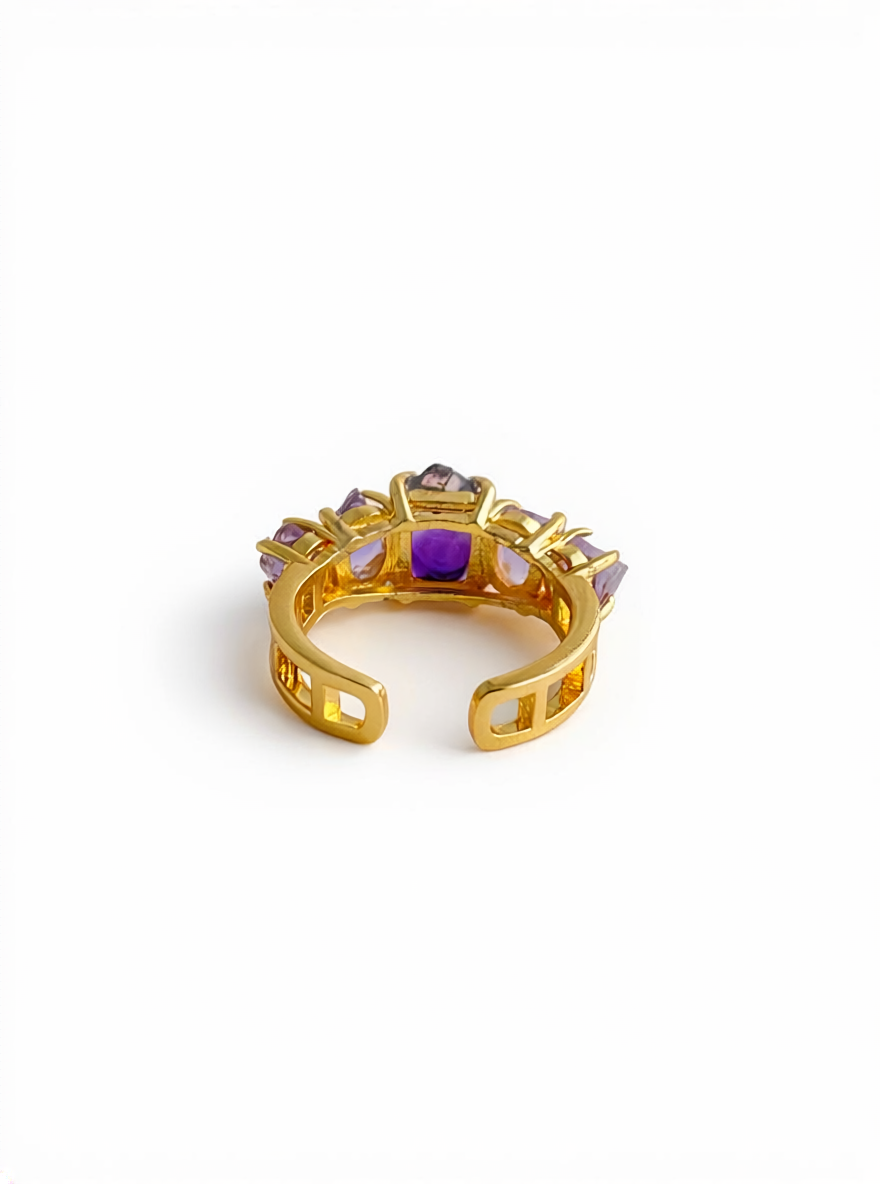 back view adjustable super seven crystal ring