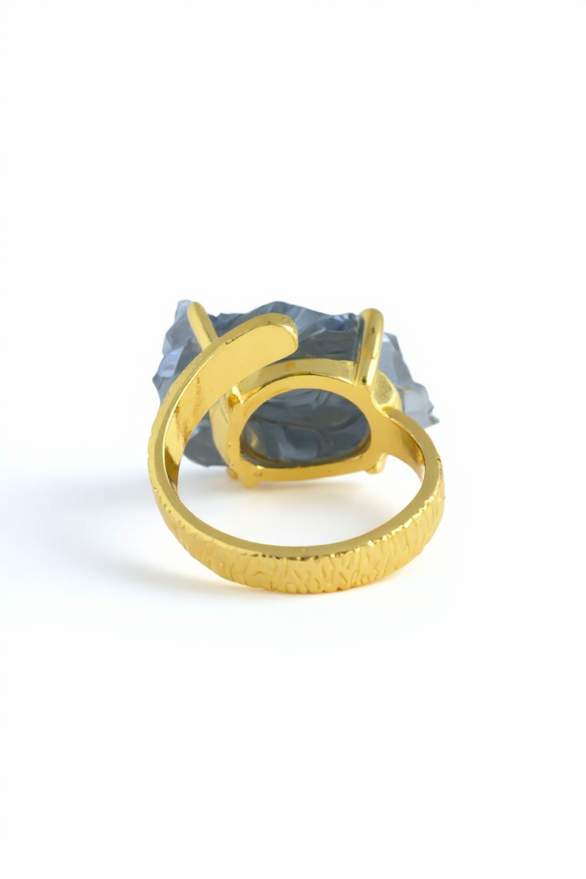 back view adjustable terahertz stone ring