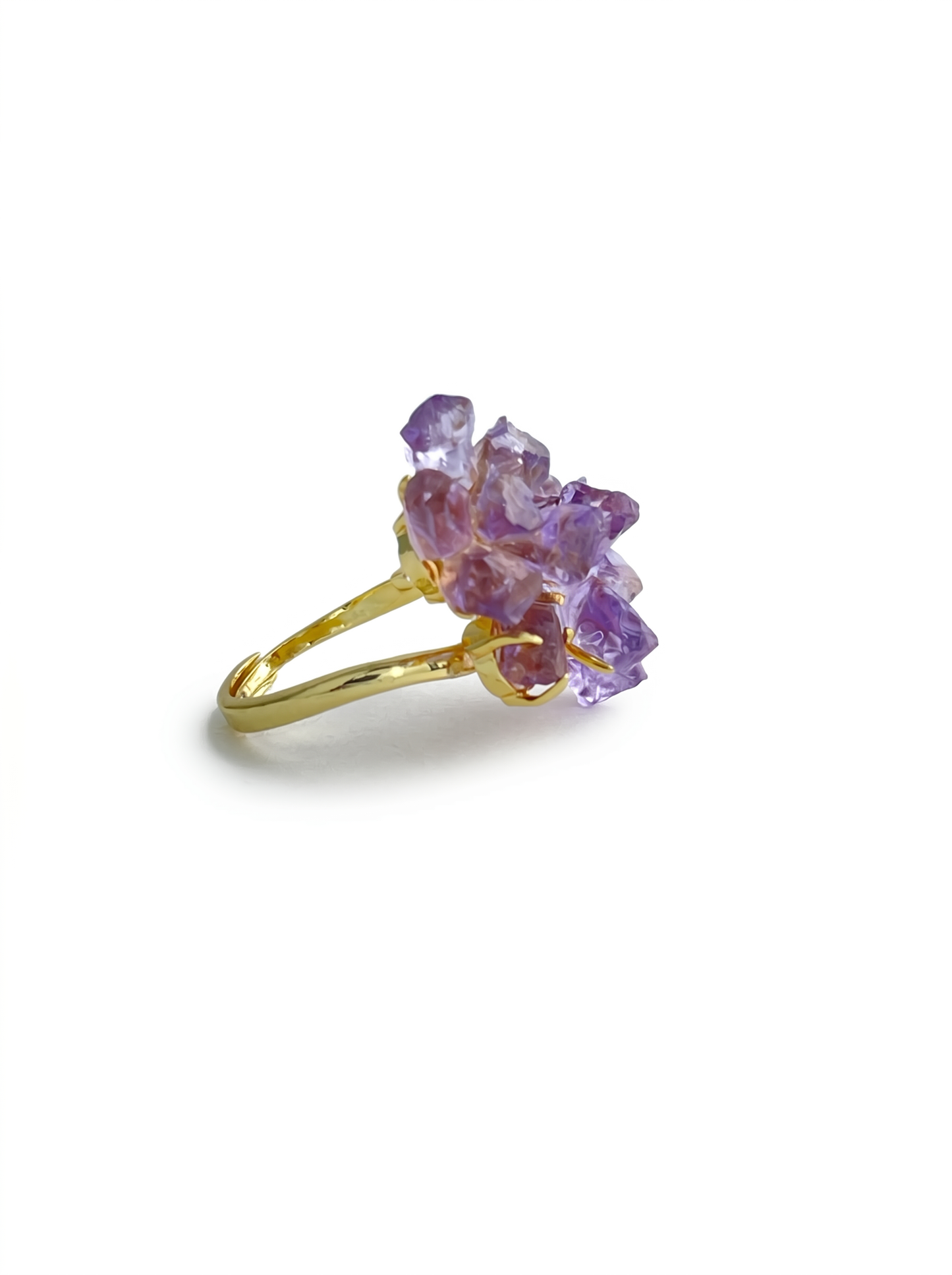 side view amethyst crystal bloom ring