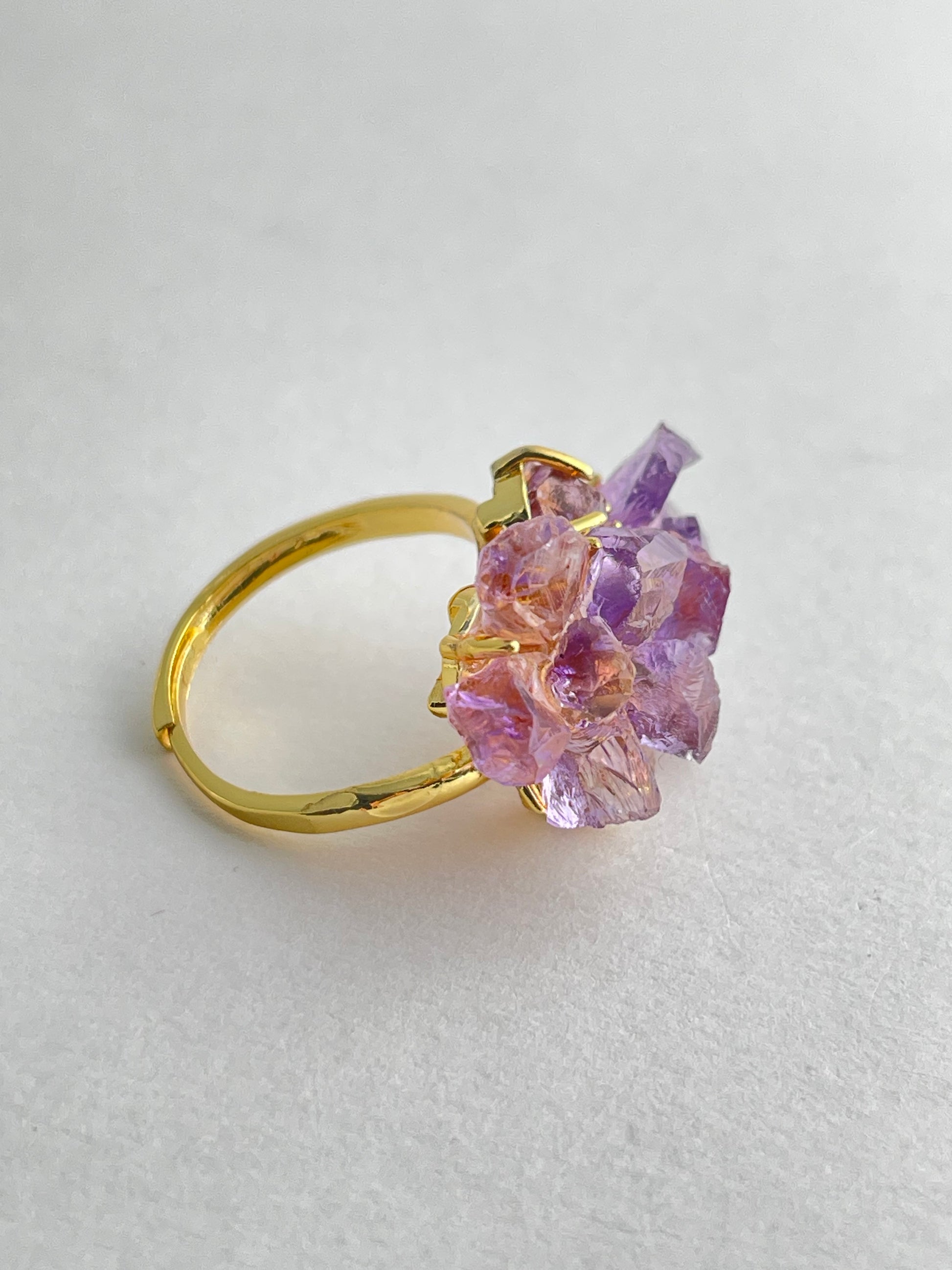 side view amethyst crystal bloom ring