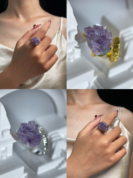 Amethyst Druzy Ring