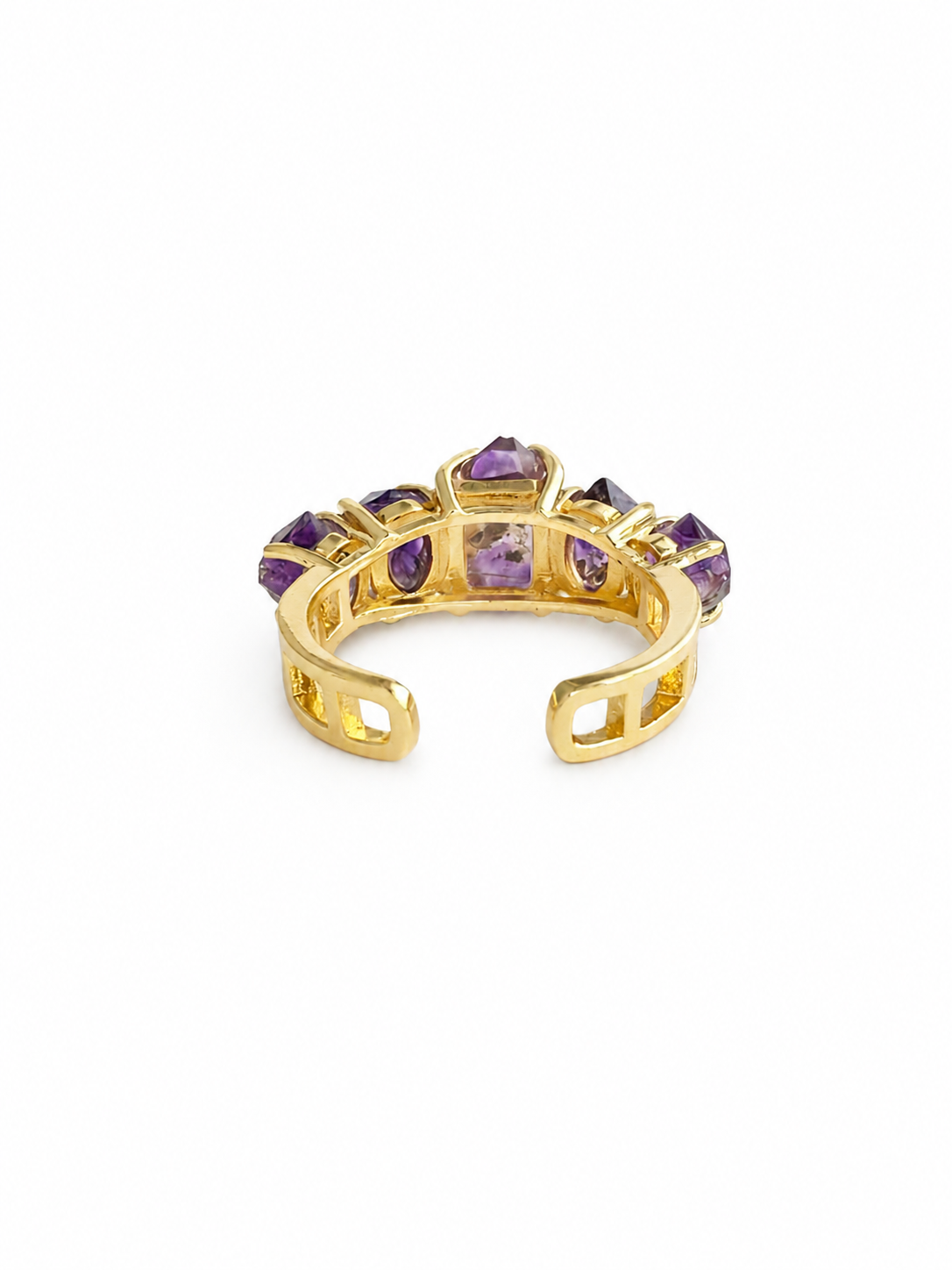 Back view of adjustable Amethyst Super Seven crystal ring