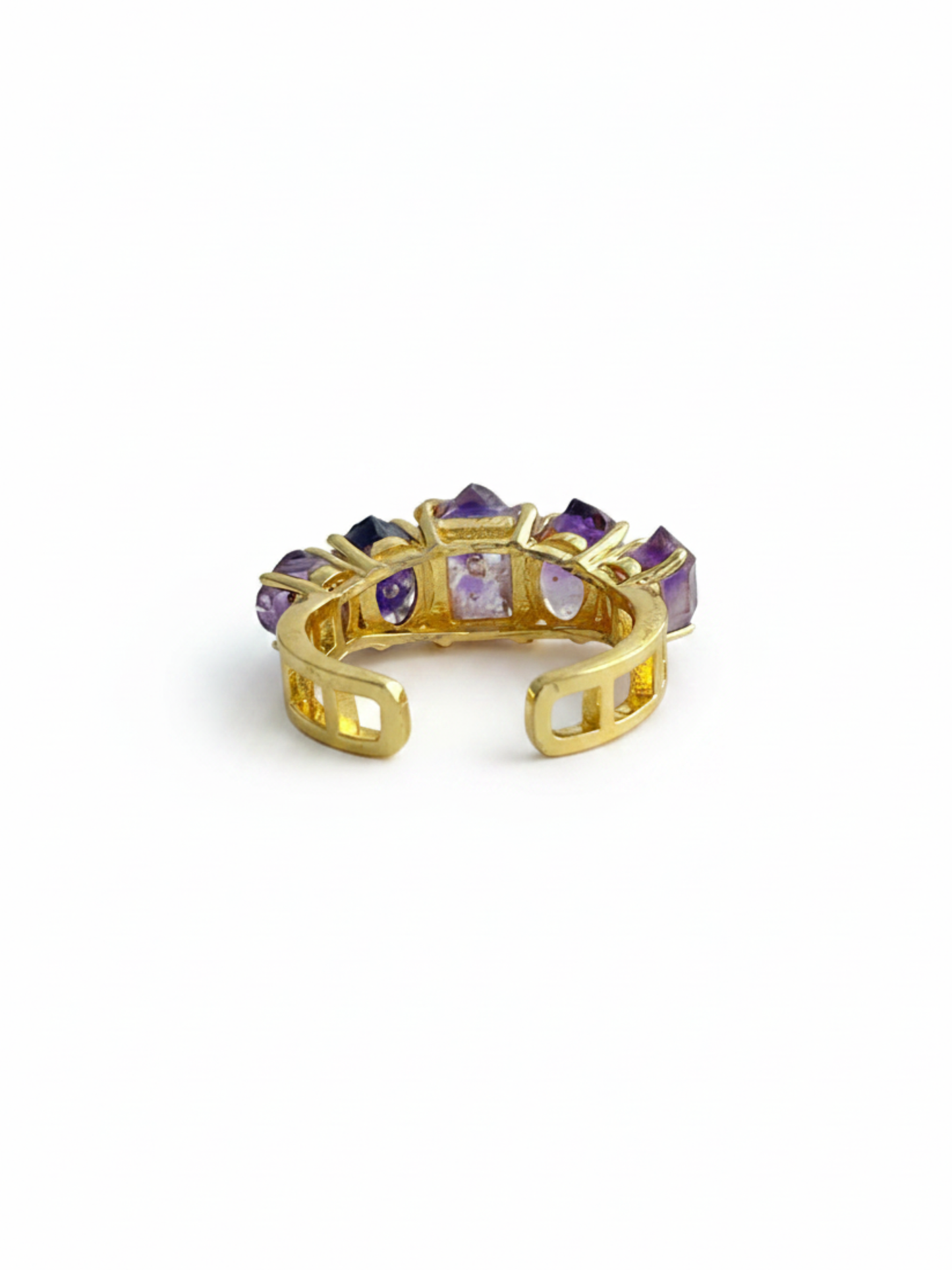 Back view of adjustable Amethyst Super Seven crystal ring