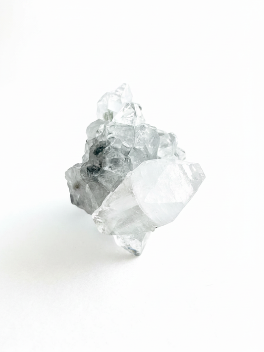 Apophyllite Crystal Cluster Ring front view with natural mineral specimen structure