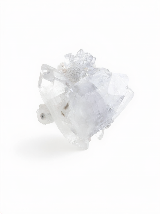Apophyllite Crystal Cluster Ring front view with natural glassy crystal formation