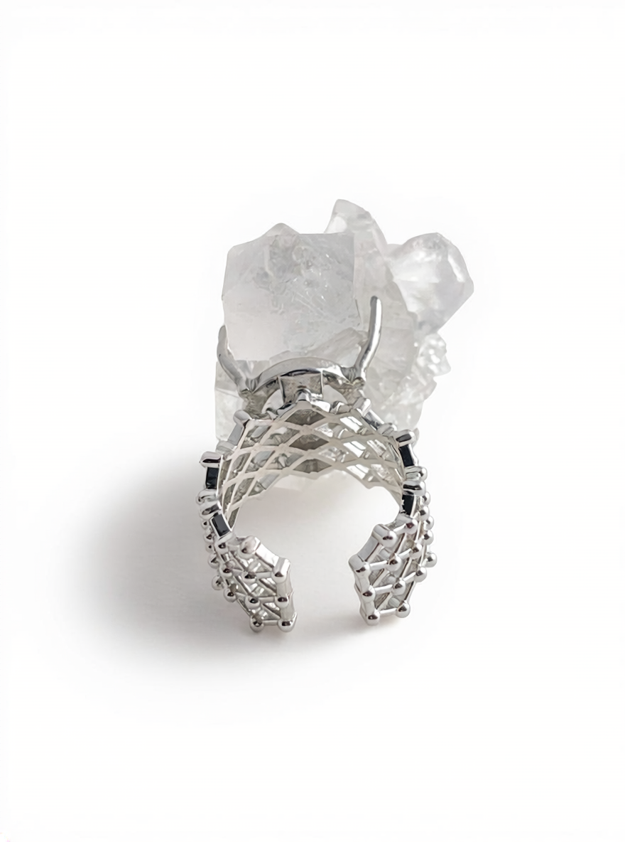 Apophyllite mineral specimen ring back view