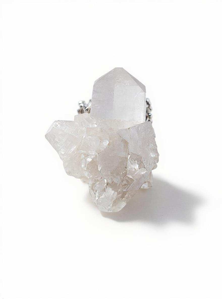 Apophyllite mineral specimen ring front view