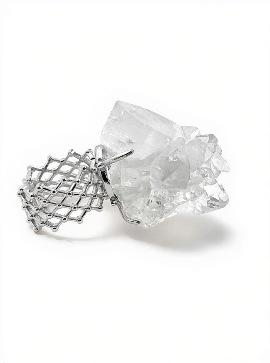 Apophyllite mineral specimen ring side view