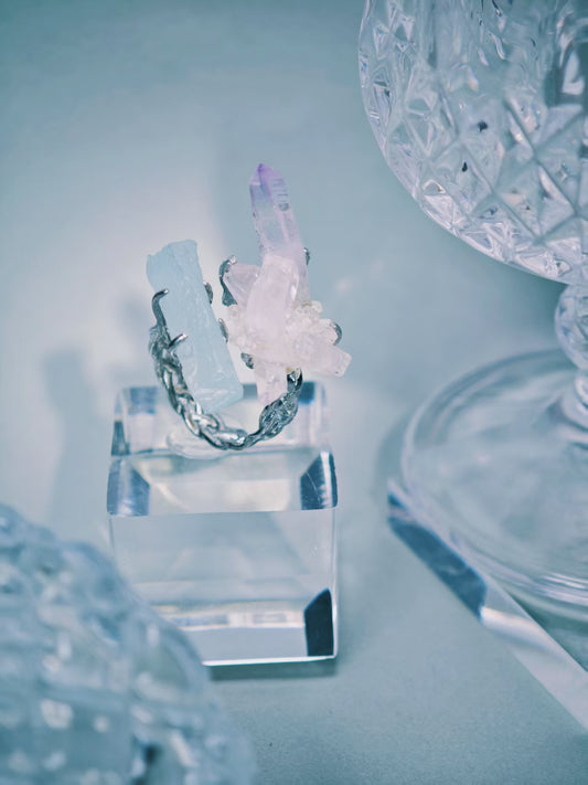 Aquamarine & Kreuz Quartz Ring
