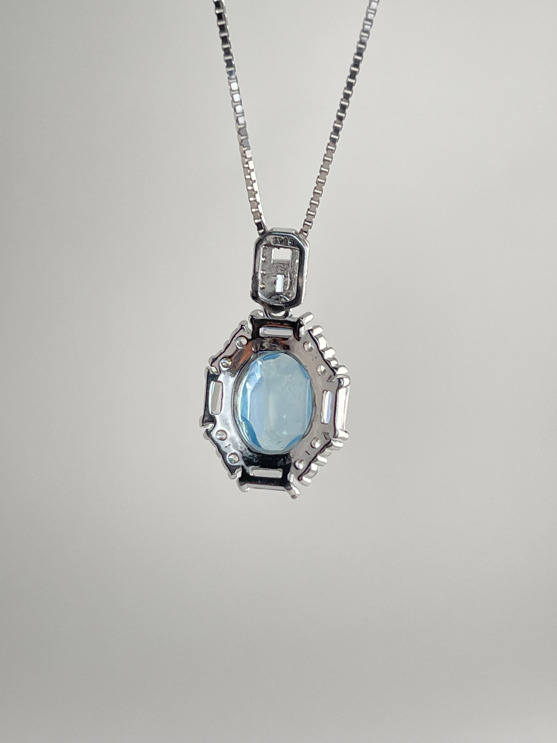 Back view of aquamarine necklace pendant setting