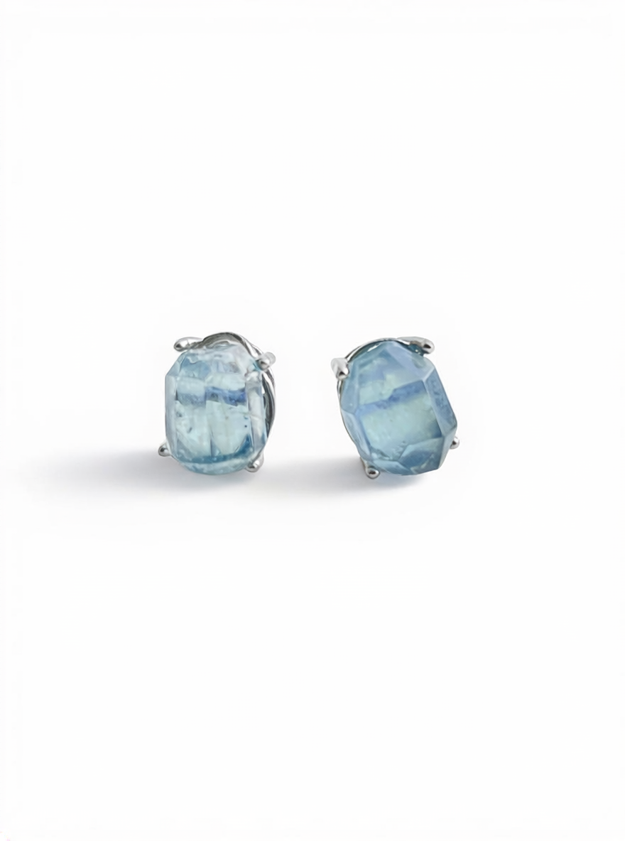 Aquamarine Stud Earrings front view