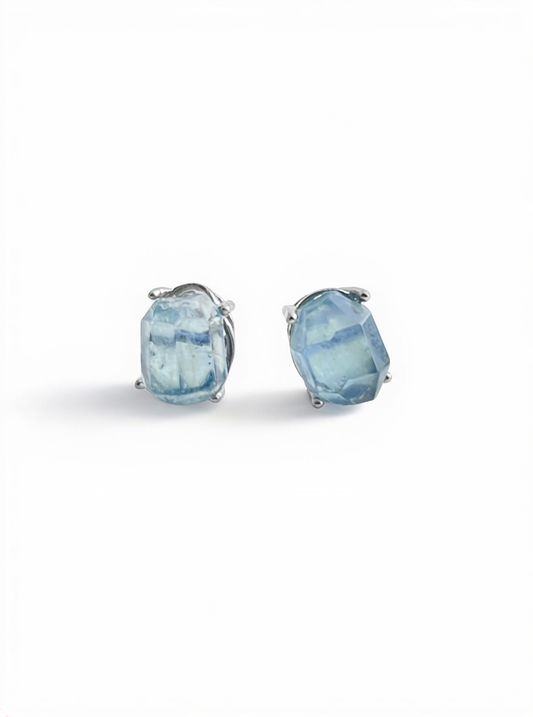 Aquamarine Stud Earrings front view