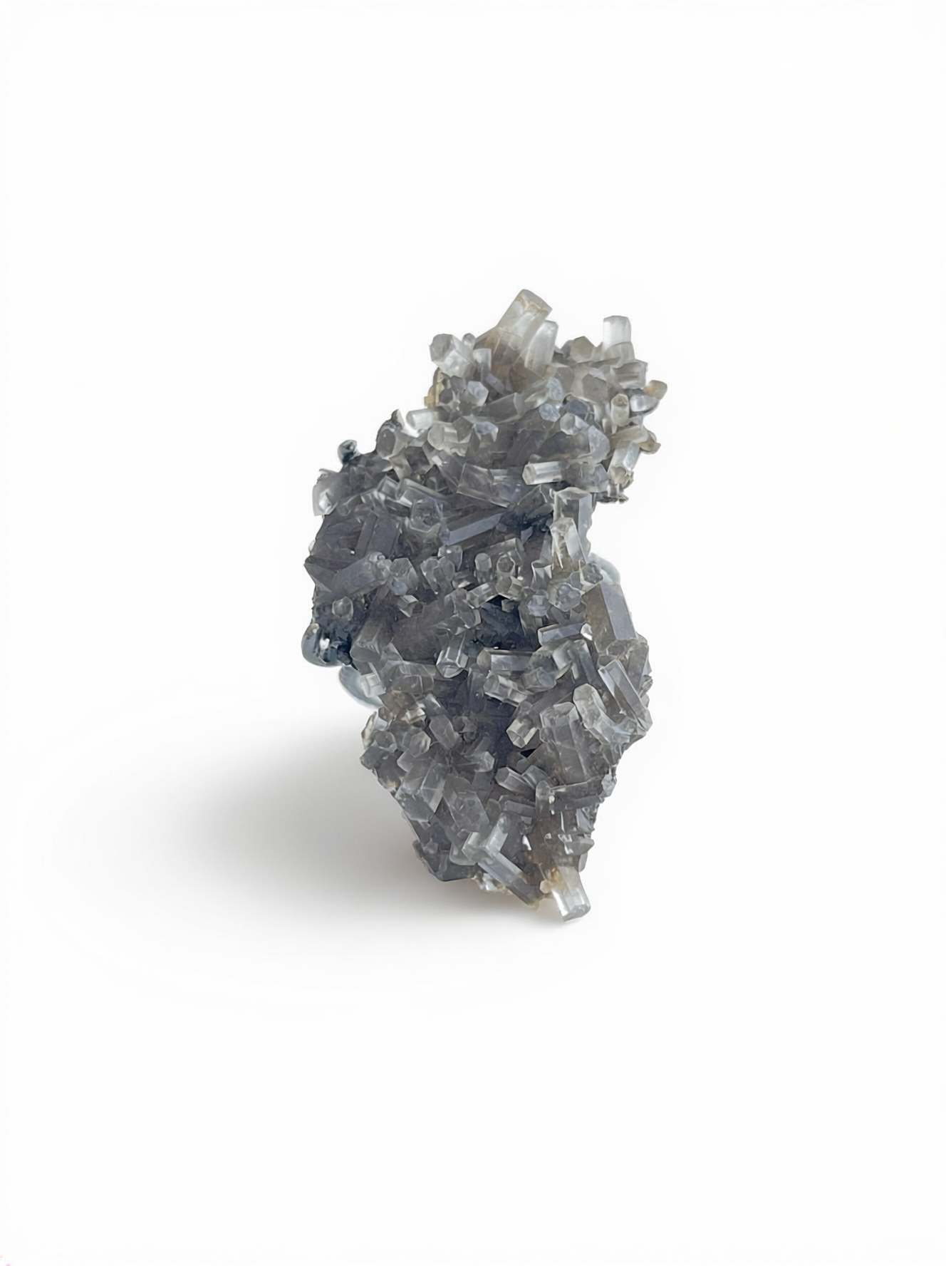 Aurora Calcite cluster mineral specimen ring from China, front view.