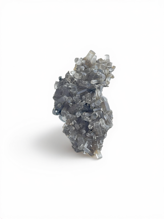 Aurora Calcite cluster mineral specimen ring from China, front view.