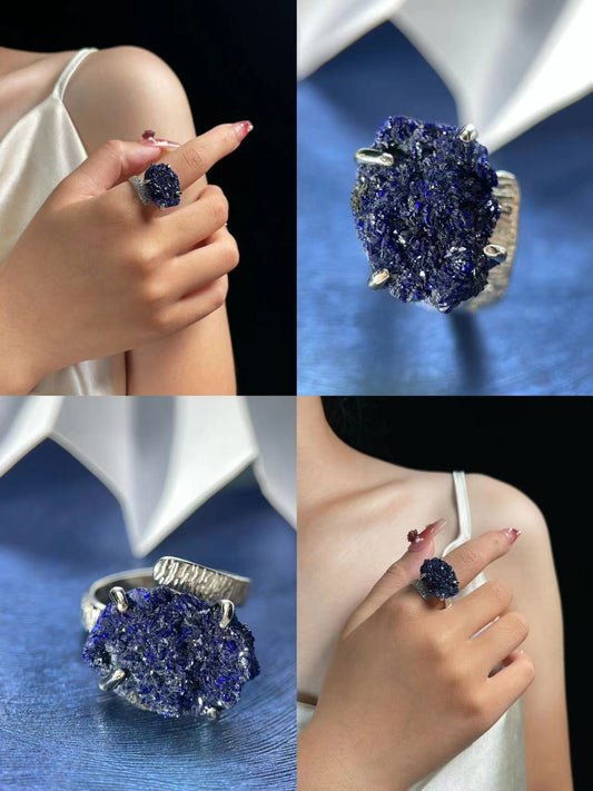 Raw Azurite Statement Ring