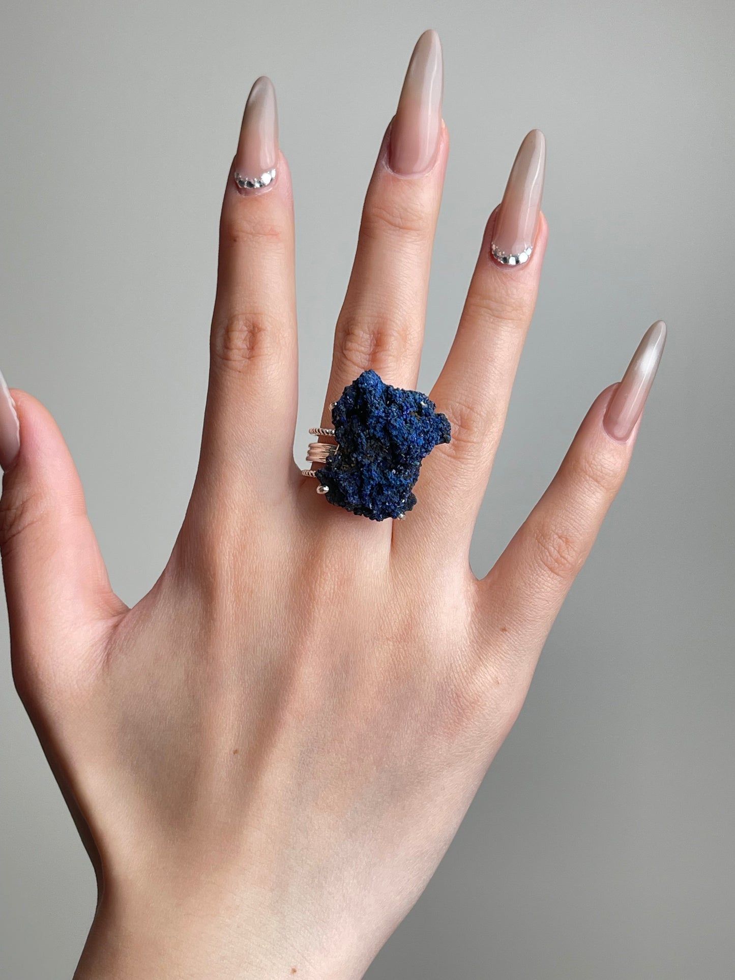 Azurite Ring worn on hand