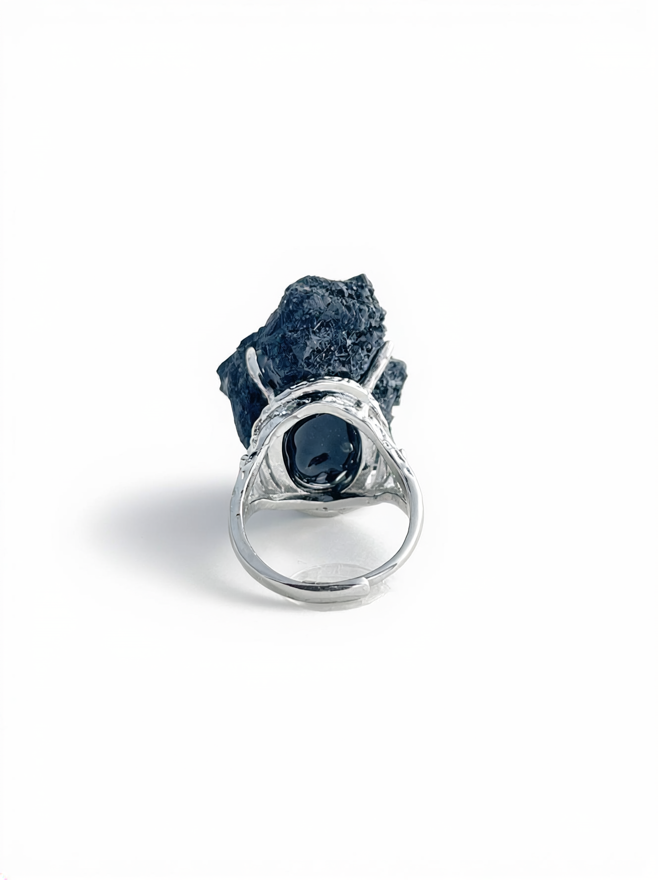 Back view of Black Tourmaline Cluster Ring and adjustable open band