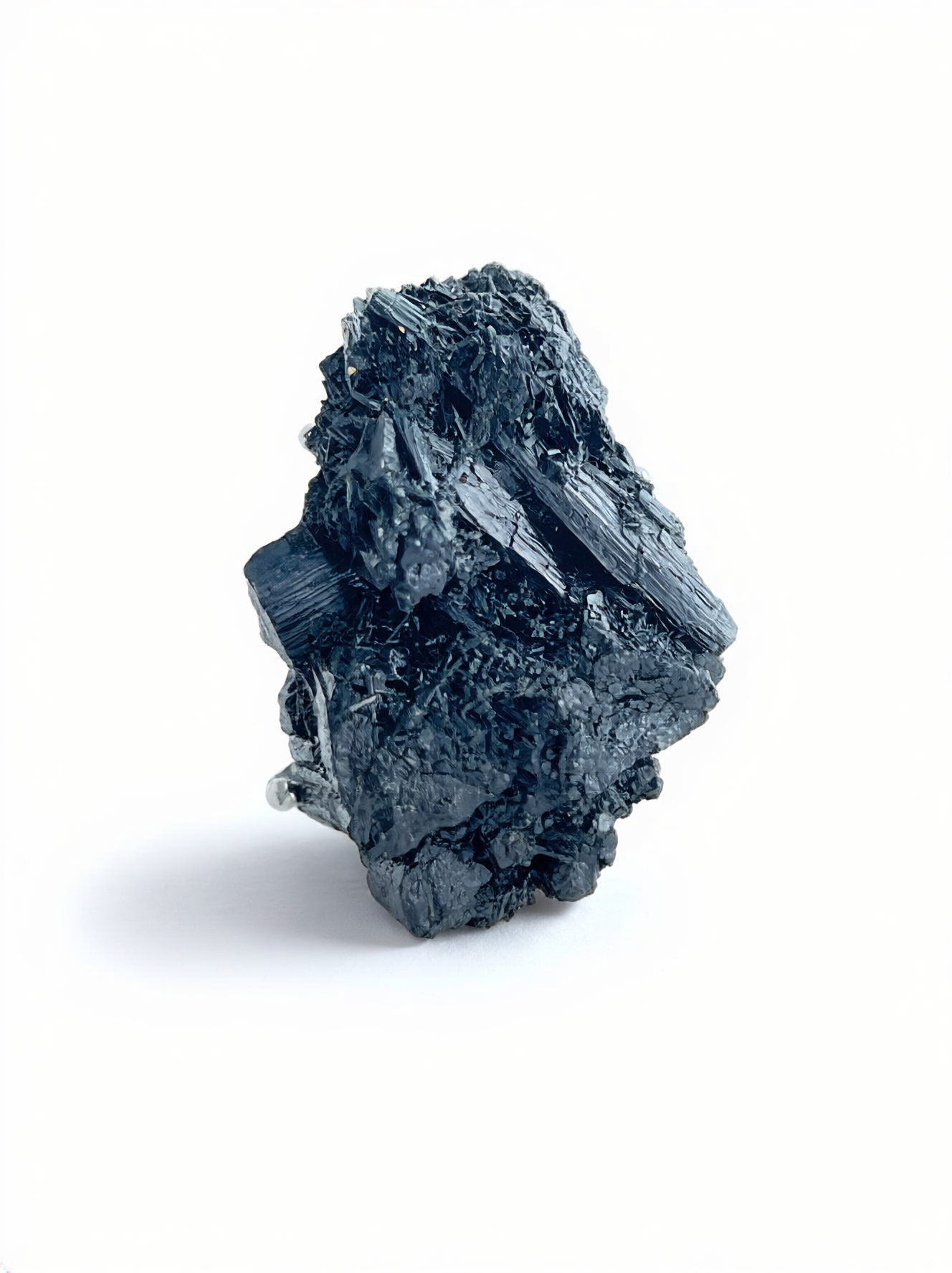 Black Tourmaline Cluster Ring front view with raw Schorl crystal texture