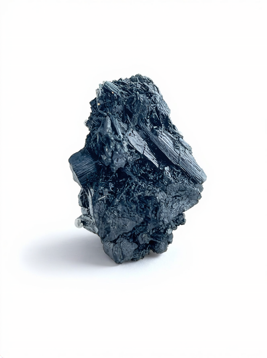 Black Tourmaline Cluster Ring front view with raw Schorl crystal texture