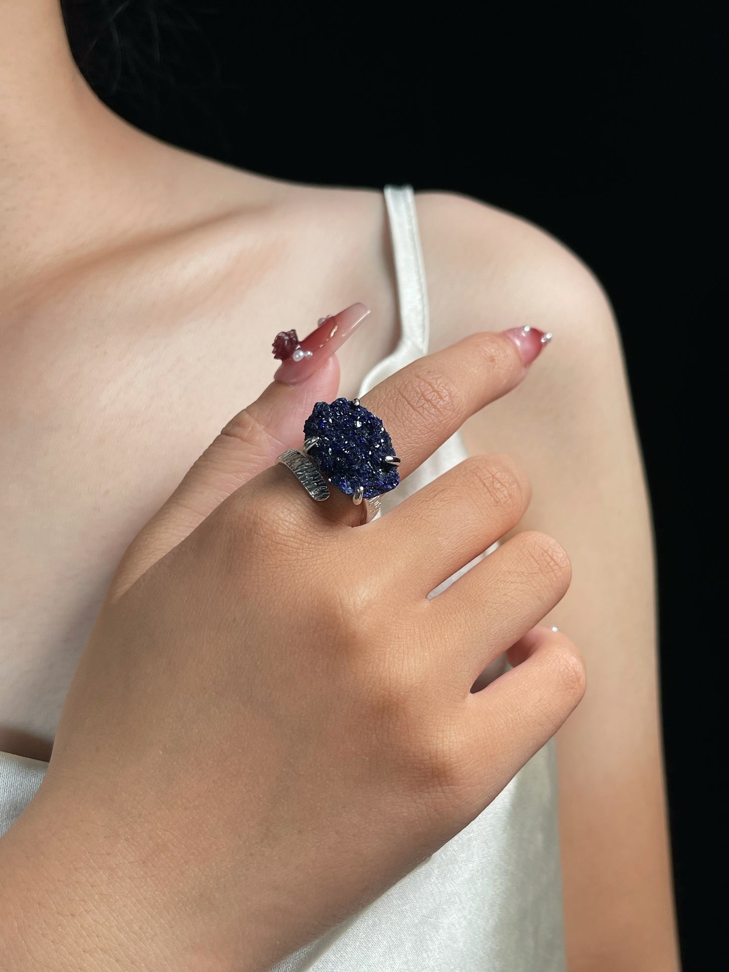 Raw Azurite Statement Ring