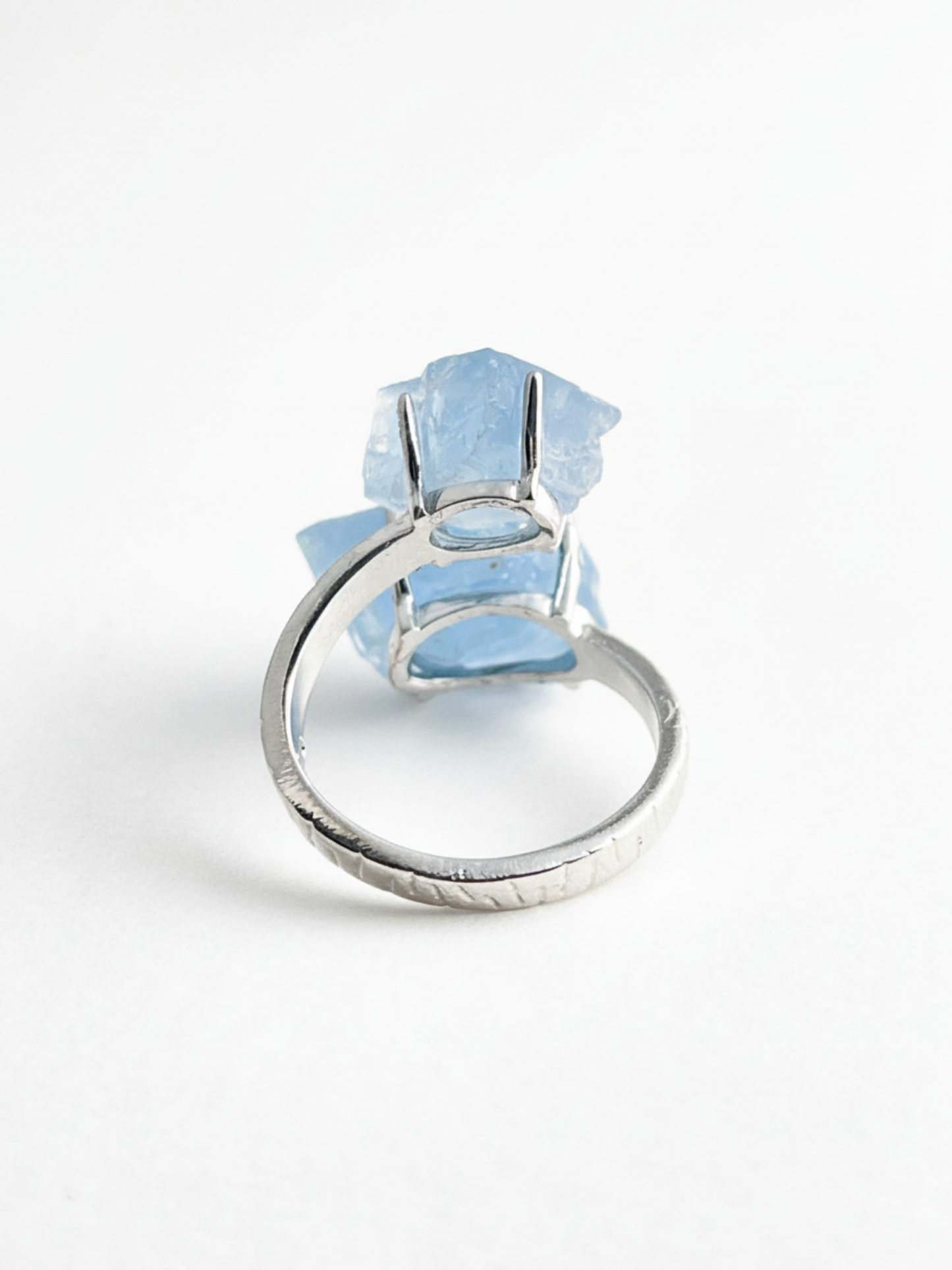 Back view of Blue Calcite twin stone ring adjustable band