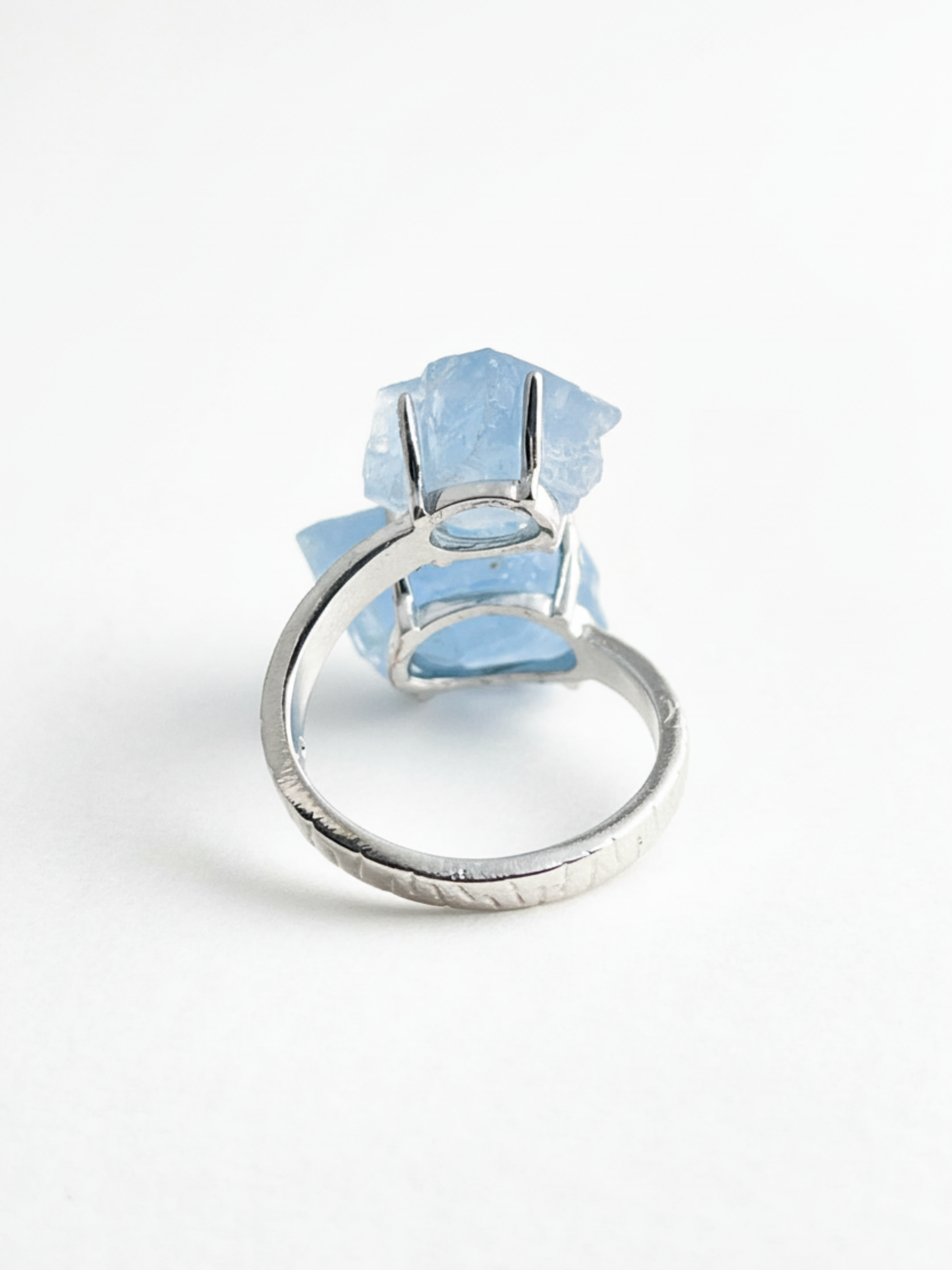 Back view of Blue Calcite twin stone ring adjustable band