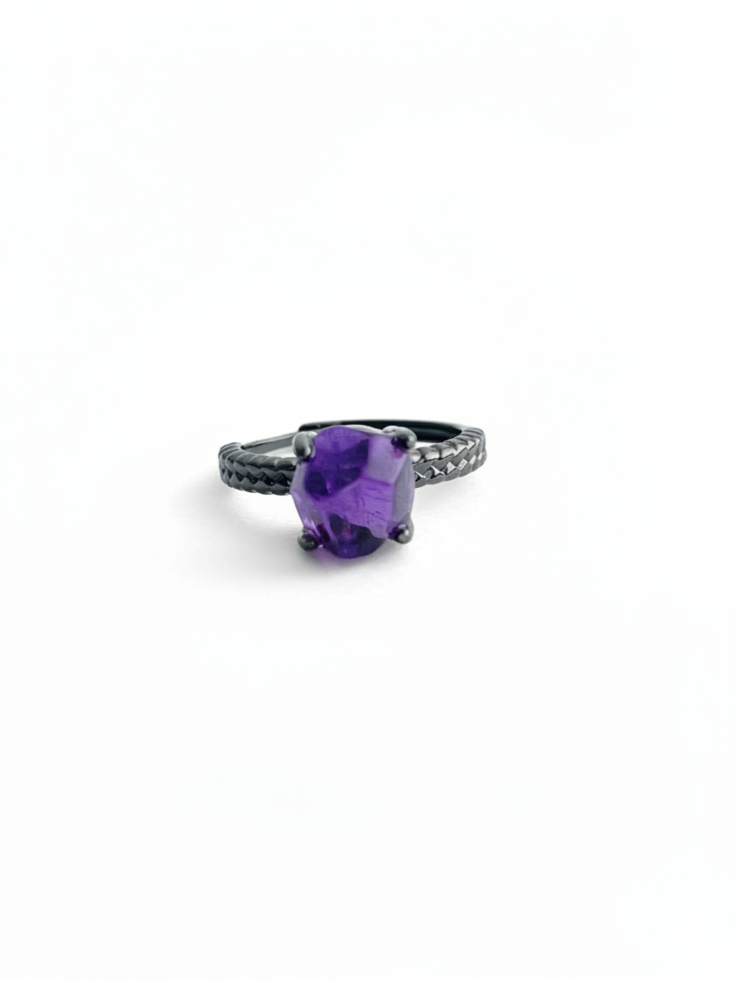 Brazilian amethyst freeform ring front view