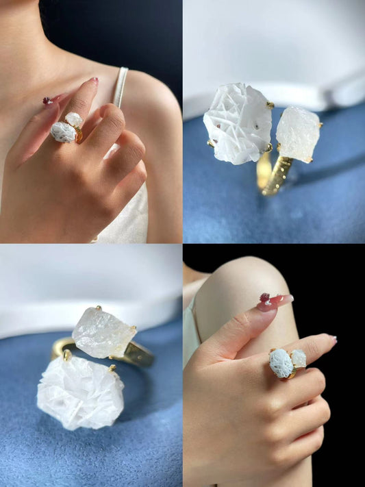 Calcite Desert Rose with Clear Quartz Ring