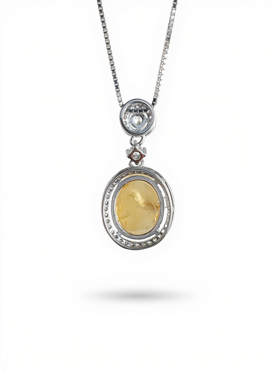 Back view of citrine necklace pendant setting