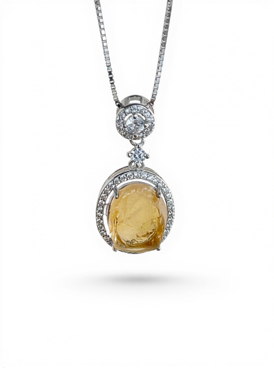 Citrine necklace with Brazilian Citrine in sterling silver front view