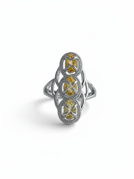 Citrine Pear Cut ring front view