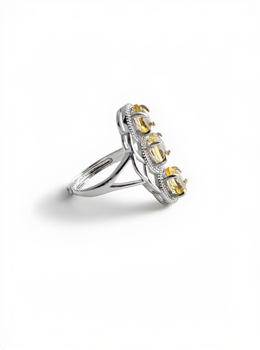 Side view of Citrine Pear Cut statement ring