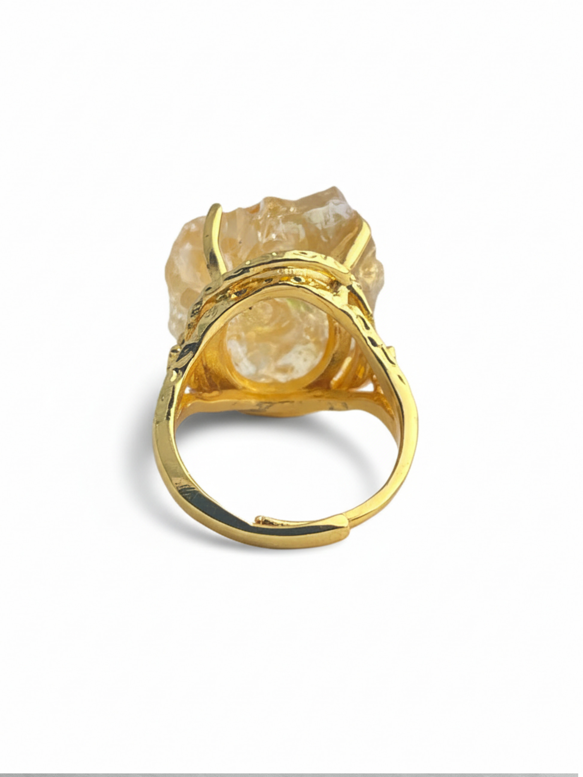 citrine peridot crystal flower ring back view