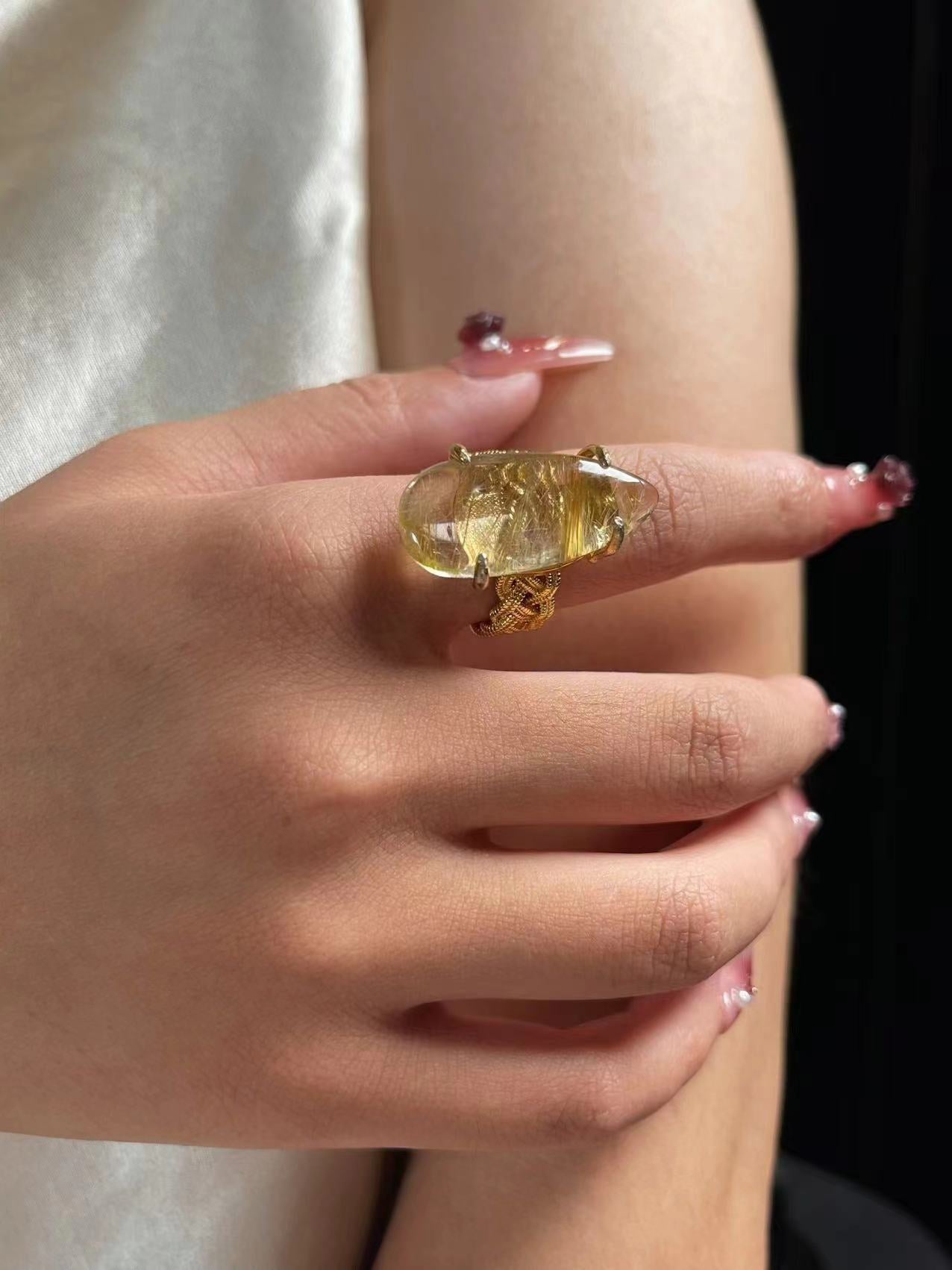 Golden Rutilated Quartz Ring