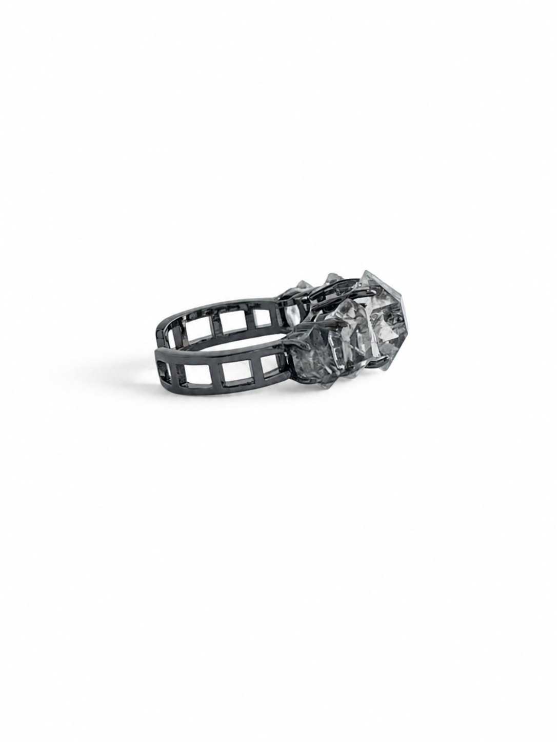 side view clear herkimer diamond quartz ring