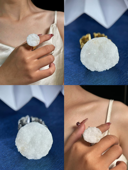Clear Quartz Cluster Ring